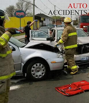 Emergency responders at the scene of an auto accident