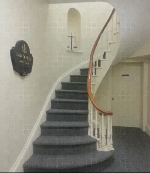 Staircase leading up to the law office